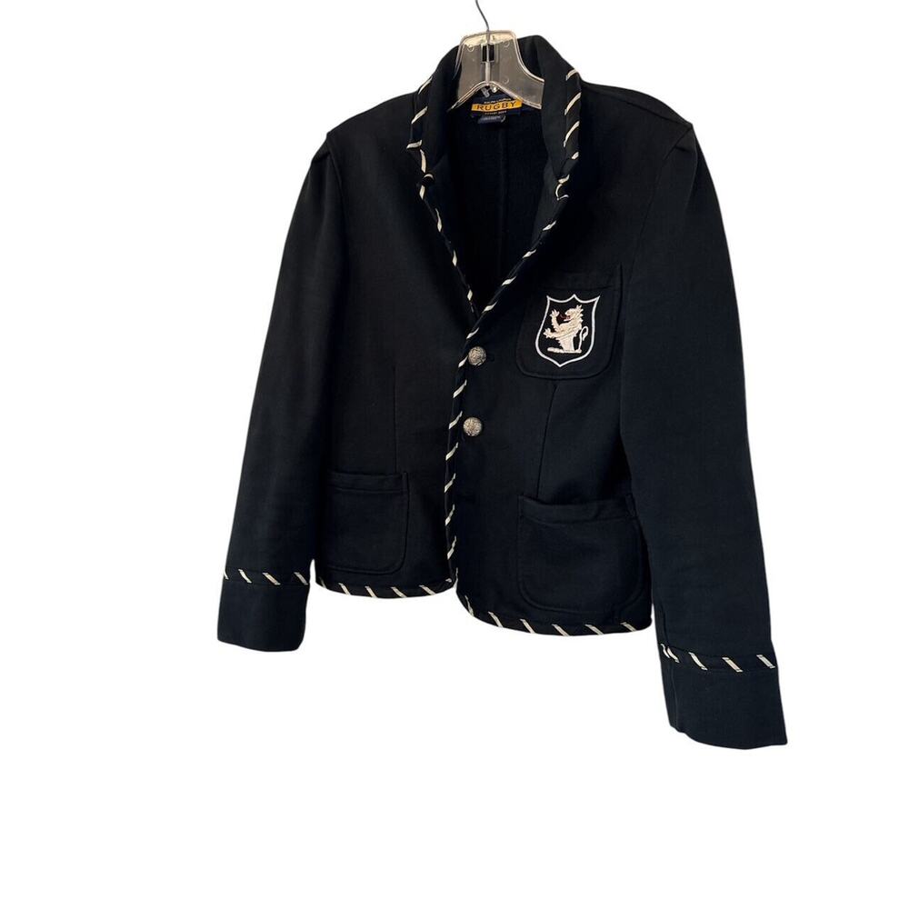 Ralph Lauren Black Blazer-Style Cardigan with White Trim - Picture 1 of 4